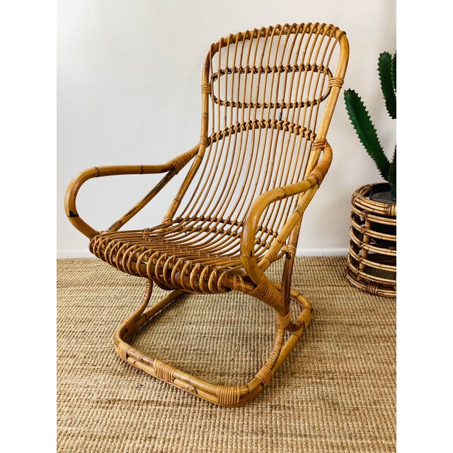 1960s Vintage 1960s Tito Angoli Rattan Chair For Sale - Image 5 of 12