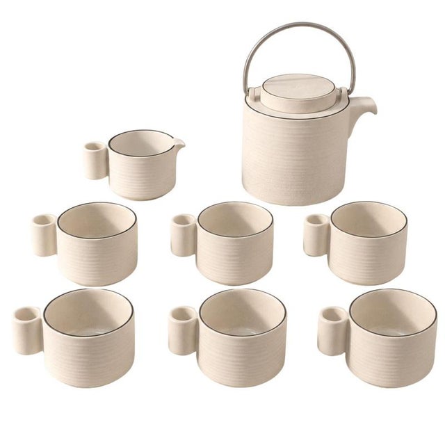 Vintage Italian Ceramic Tea Set by Ambrogio Pozzi for Franco Pozzi, 1970s, Set of 8 For Sale - Image 9 of 9