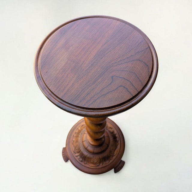 Vintage Hand-Turned Plant Stand in Wood, 1960s, in Flawless conditions. Designed 1960 to 1969