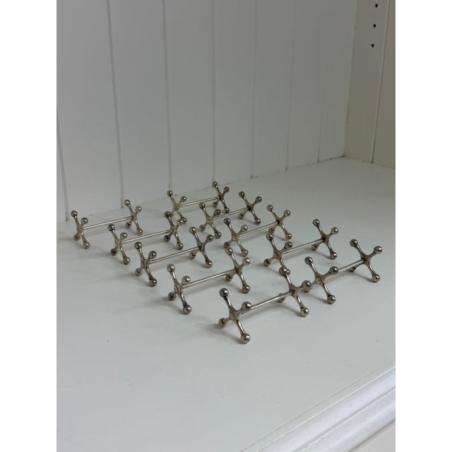 Silver Vintage Christofle Silver Plated Knife Rests, Set of 10, Circa 1925-1935 For Sale - Image 8 of 12