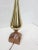Mid-Century Laurel Walnut & Gold Chrome Table Lamp • Sculptural Teardrop Brass Lamp For Sale - Image 9 of 12