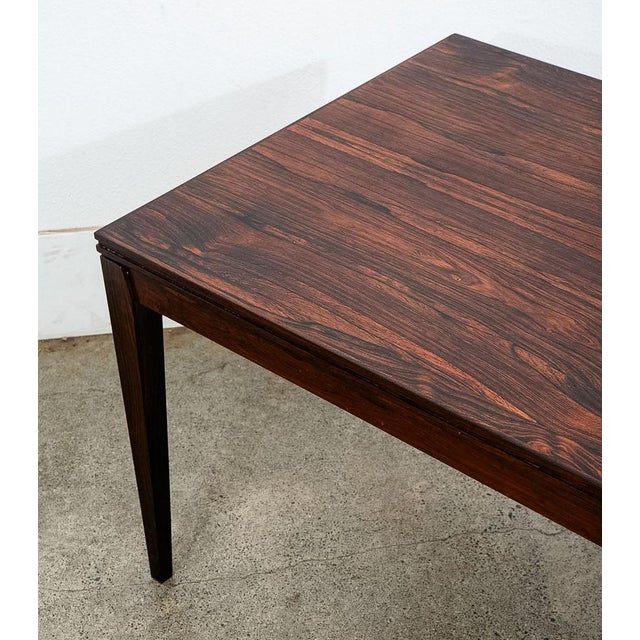 Wood 1960s Mid Century Danish Modern Coffee Table Rosewood Leaf Black Surfboard Rectangle For Sale - Image 7 of 12