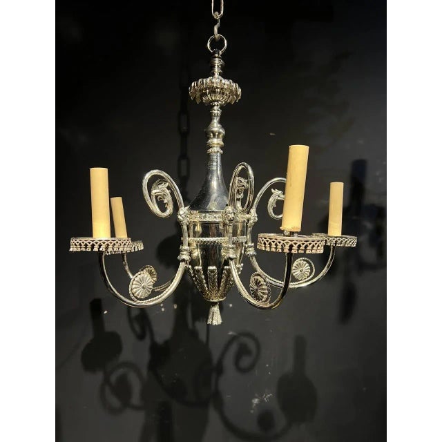 Metal 1920 Regency Style Caldwell Small Chandelier For Sale - Image 7 of 8