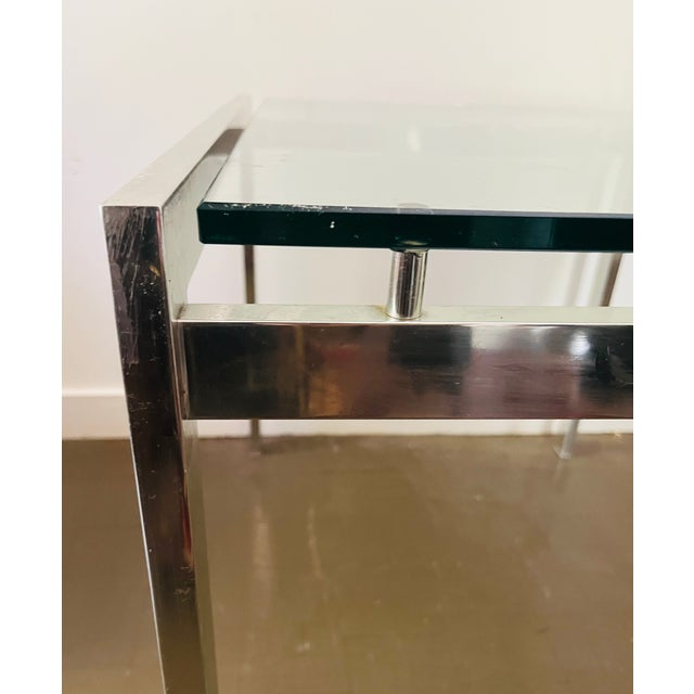 Vintage Chrome Coffee Table Floating Glass Baughman Era For Sale In New York - Image 6 of 8