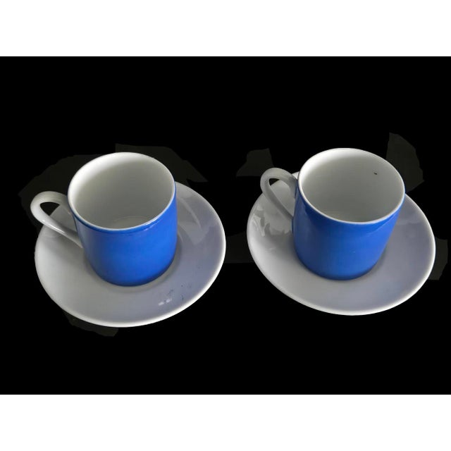 Vintage Otagiri Espresso Cups and Saucers in Contemporary Frost Blue, 4 Pieces For Sale - Image 9 of 12