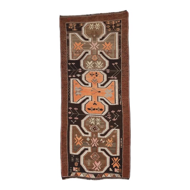 Mid 20th Century Vintage Turkish Kars Kilim Rug For Sale