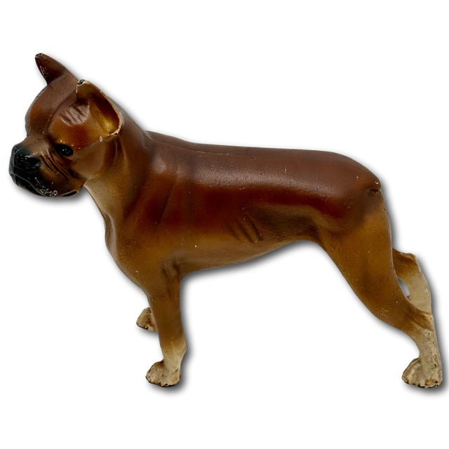 Hubley Manufacturing Company Very Rare & Hard 2 Find Vintage 1930s Hubley Mfg. Co. Cast Iron Standing Boxer Dog Doorstop in Excellent Condition For Sale - Image 4 of 18
