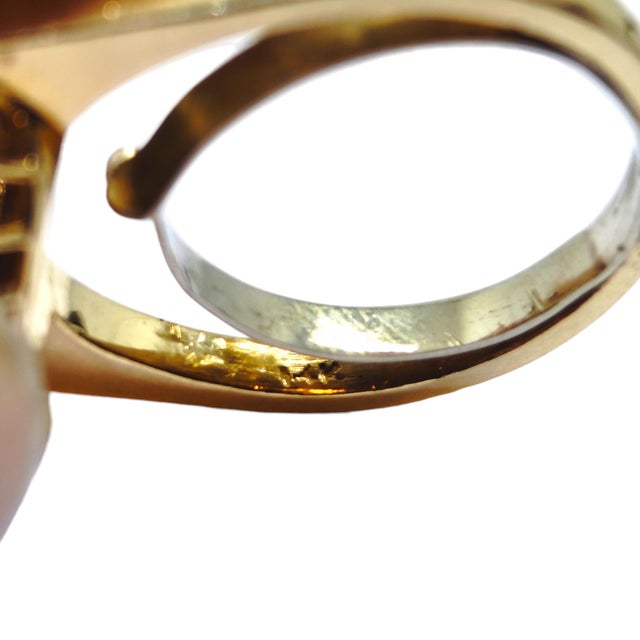 Late 20th Century 18k Yellow Gold Sapphire & Diamond Bombe Ring, Size 5 For Sale - Image 9 of 11