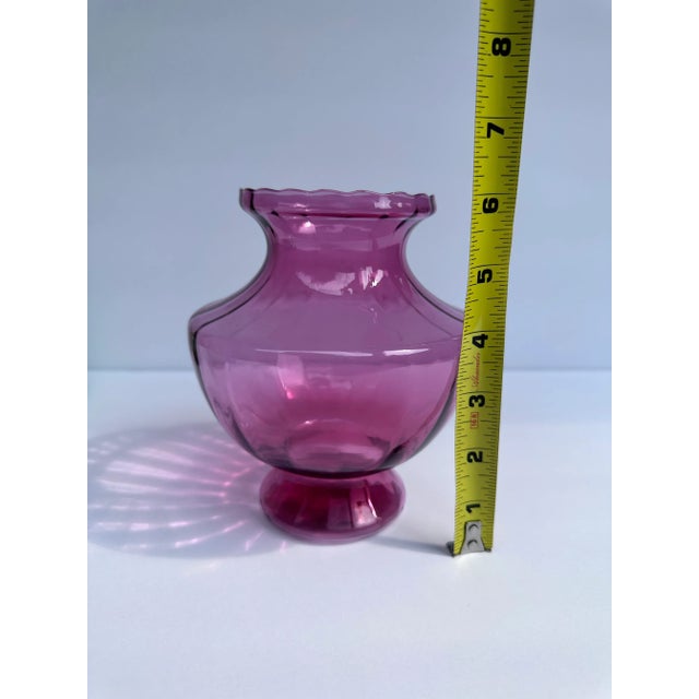 Mid 20th Century Cranberry Red Optic Art Glass Flower Vase Vintage Mid 20th Century by Pilgrim For Sale - Image 5 of 9