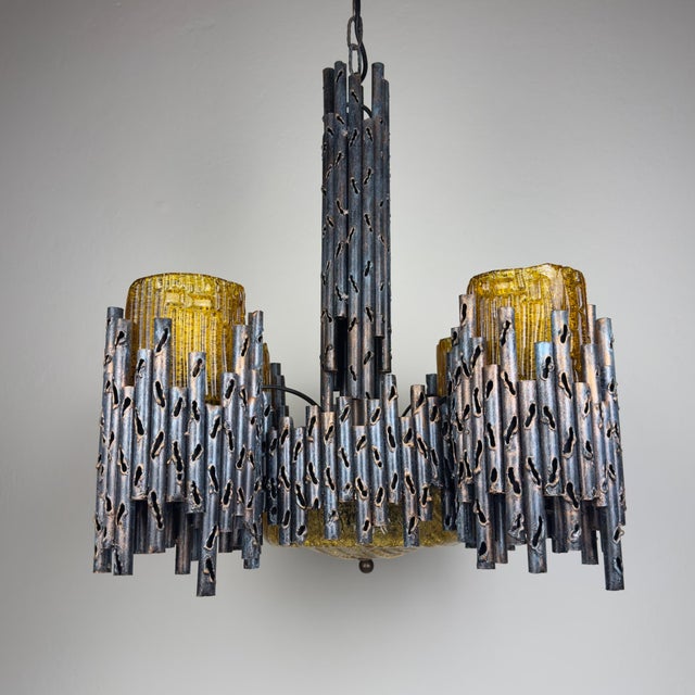 Black Brutalist Chandelier by Marcello Fantoni for Fantoni Studio, Florence, Italy, 1960s For Sale - Image 8 of 18