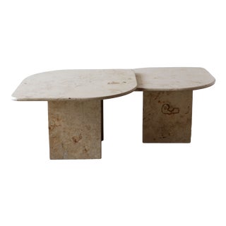 20th-Century Organic Travertine Coffee Tables, 1970s, Set of 2 For Sale