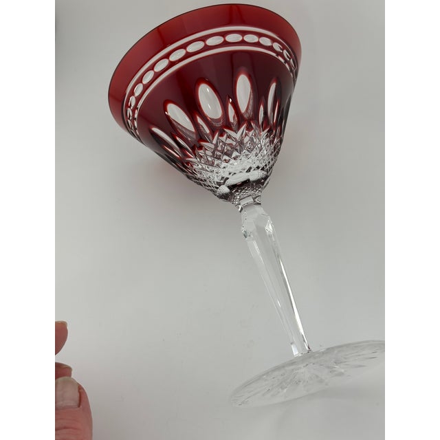 Modern 1990s Waterford Clarendon Ruby Red Martini Glass | Cut to Clear Crystal | Excellent For Sale - Image 3 of 9