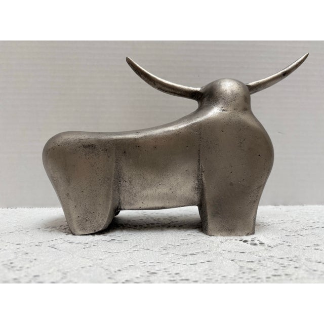 2010s Sculptural Metal Bull Decor Accent For Sale - Image 5 of 6