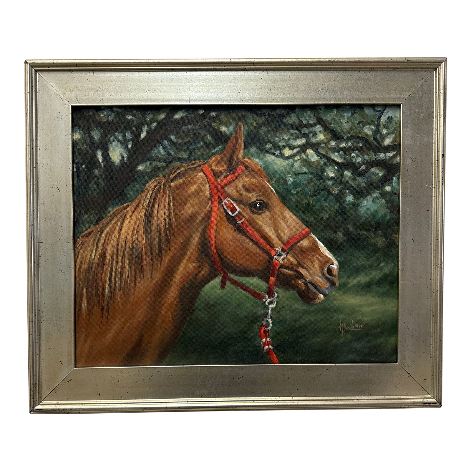 Original Oil Painting of of a Kind Chestnut Horse 16” X 20 “ 1995