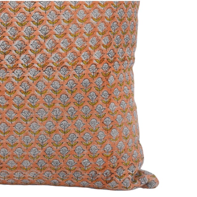 Fabdivine Block Print Thick Linen Pillow Cover 16x16 Inch Home Decor Accent- Tarangini For Sale - Image 4 of 7