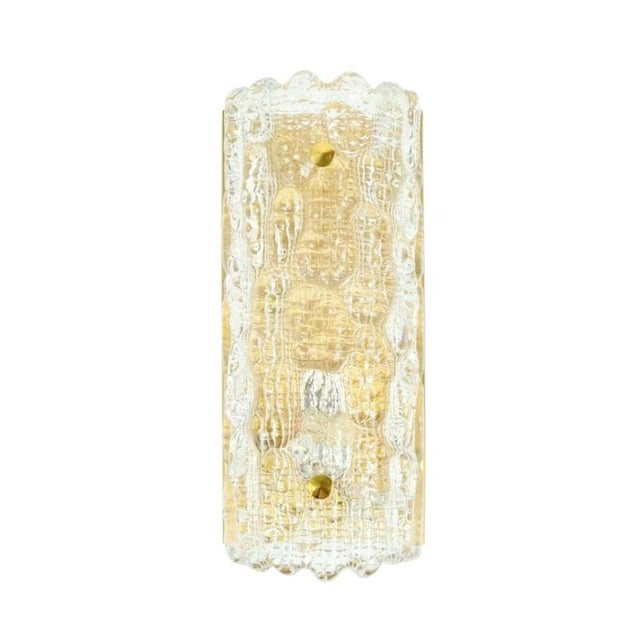 1960s Mid-Century Modern Scandinavian Glass and Brass Sconce by Carl Fagerlund for Orrefors, Sweden For Sale - Image 11 of 11