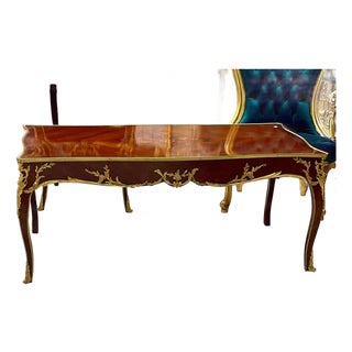 French Style Wooden Coffee Table – Copper Finish With Bronze Accents For Sale