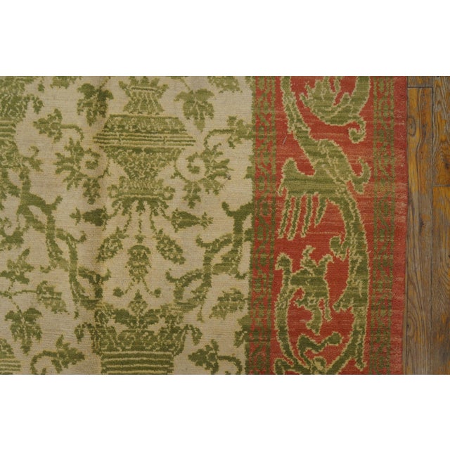 1930s Ivory European Modern Antique Spanish Cuenca Rug 6'6" X 10' Handknotted Wool Carpet For Sale - Image 4 of 8