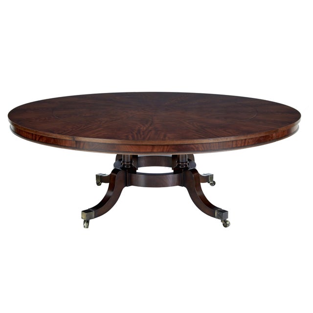 This is an example of a fine quality flame mahogany veneered jupe table made in England. These tables take approximately...
