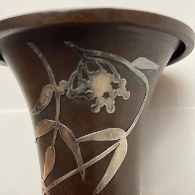 1920s 1920s Heintz Art Metal Shop Sterling Silver on Bronze Vase. For Sale - Image 5 of 10