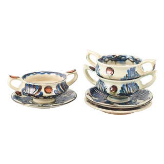 Ceramic Bouillon Cups and Saucers from Kähler, 1930s-1940s, Set of 6 For Sale