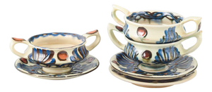 Ceramic Bouillon Cups and Saucers from Kähler, 1930s-1940s, Set of 6