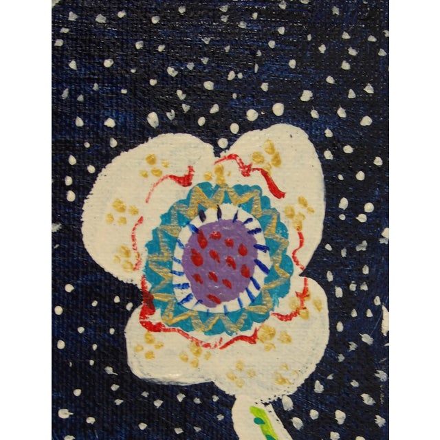 2000 - 2009 Framed Acrylic Painting Abstract Goose/Swan With Flowers Signed For Sale - Image 5 of 10