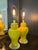 Mid-Century Modern Pair Vintage MCM Yellow Crackle Glaze Ceramic Ginger Jar Table Lamps For Sale - Image 3 of 12
