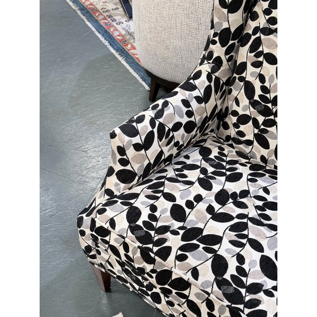 Ivory Sam Moore Upholstered Wingback Lounge Chair in Botanical Leaf Fabric For Sale - Image 8 of 11