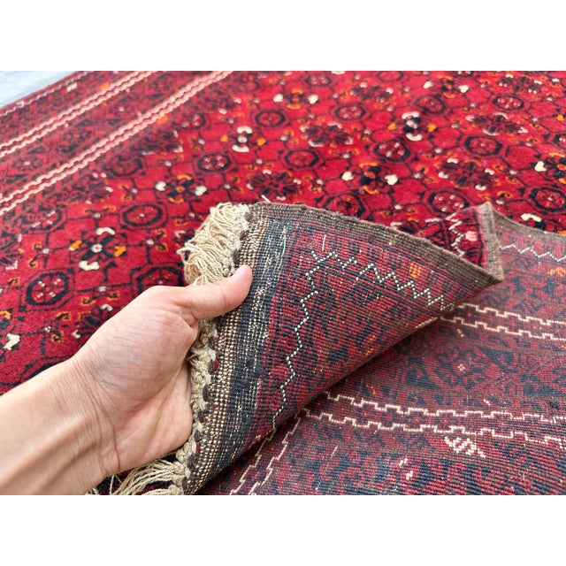 Red Fine Quality Vintage Afghan Basheri All-Over Lattice Rug - 5'3" X 3'1" For Sale - Image 8 of 8