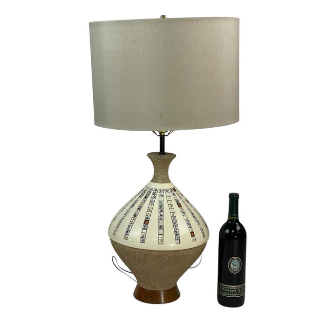 Mid-Century Modern Quartite Mid Century Modern Ceramic Table Lamp Dated 1962 For Sale - Image 3 of 12