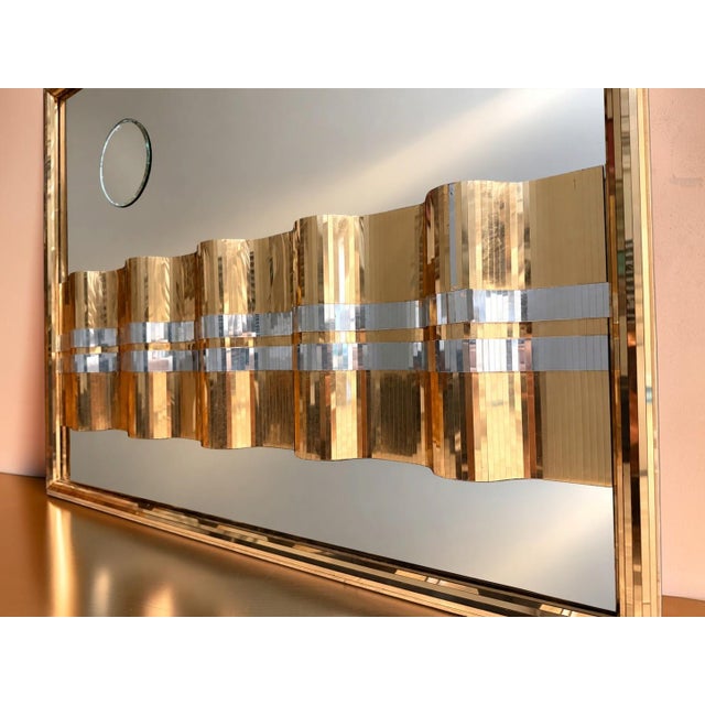 1980s Vintage 1980s Mixed Gold & Silver Metal Geometric Mirrored Wall Sculpture - Hollywood Regency For Sale - Image 5 of 10