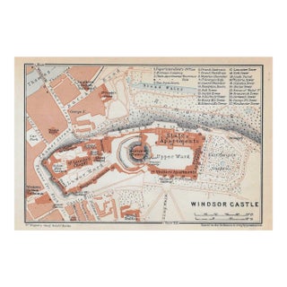 1930s Vintage Map of Windsor Castle London For Sale