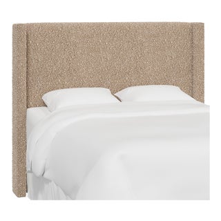 Red from Scalamandre crafted by Cloth & Company California King Hudson Headboard in Plush Boucle Camel For Sale