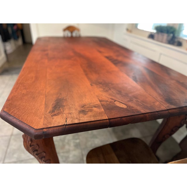 Chestnut Hand-Carved Solid Mesquite Wood Dining Table For Sale - Image 8 of 10