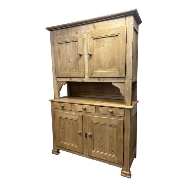 19th Century European Pine Housekeepers Cabinet For Sale