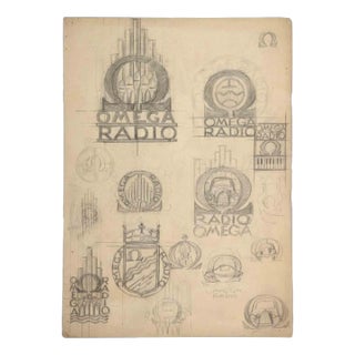 Aurelio Mistruzzi, Study for the Brand, Original Drawing, 20th Century For Sale