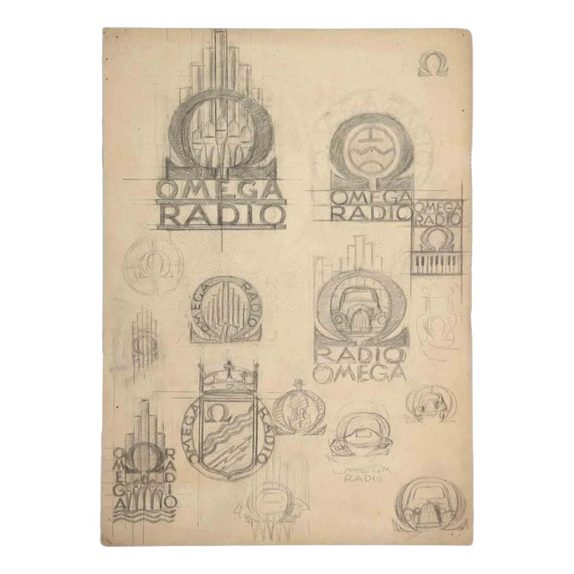 Aurelio Mistruzzi, Study for the Brand, Original Drawing, 20th Century For Sale