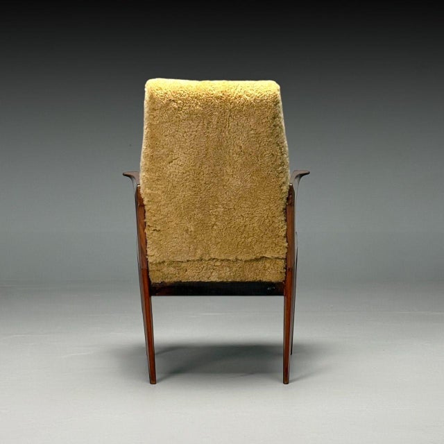 Vittorio Dassi Attr, Italian Mid-Century Modern Armchair, Honey Shearling, 1950s For Sale - Image 10 of 10