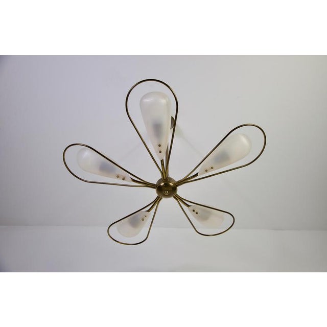 Mid-Century Italian Brass 5-Arm Sputnik Chandelier, 1950s For Sale - Image 9 of 18