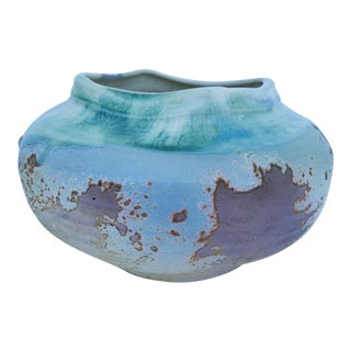 Signed Tony Evans Art Raku Pottery Bowl / Vase For Sale
