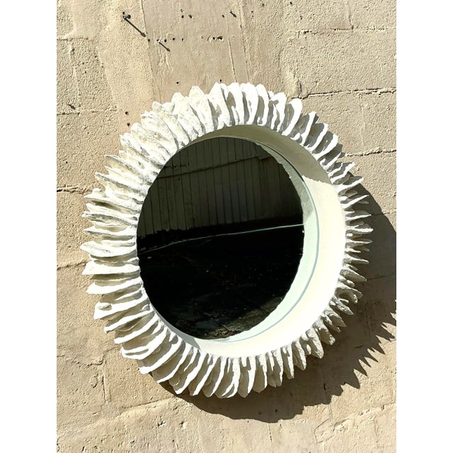 Early 21st Century Vintage Boho Made Goods “Serrat” Faux Coral Round Mirror For Sale - Image 5 of 7