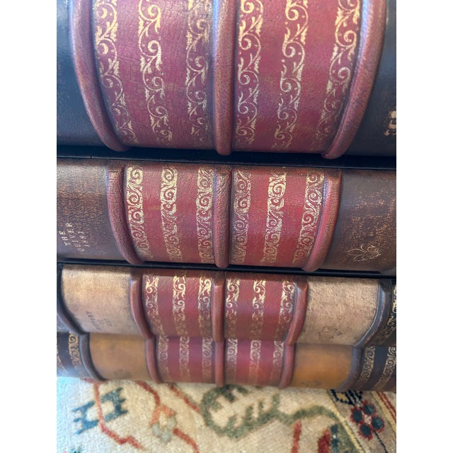 Trompe L’oeil Stack of Leather Books Chest of Drawers For Sale - Image 11 of 13