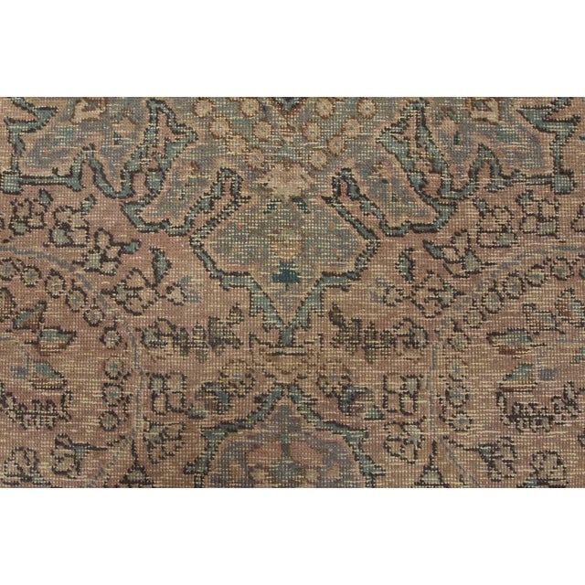 Tabriz Rug 6’8” X 9’11” Pink Wool Vintage Distressed Hand-Knotted Carpet For Sale - Image 11 of 15