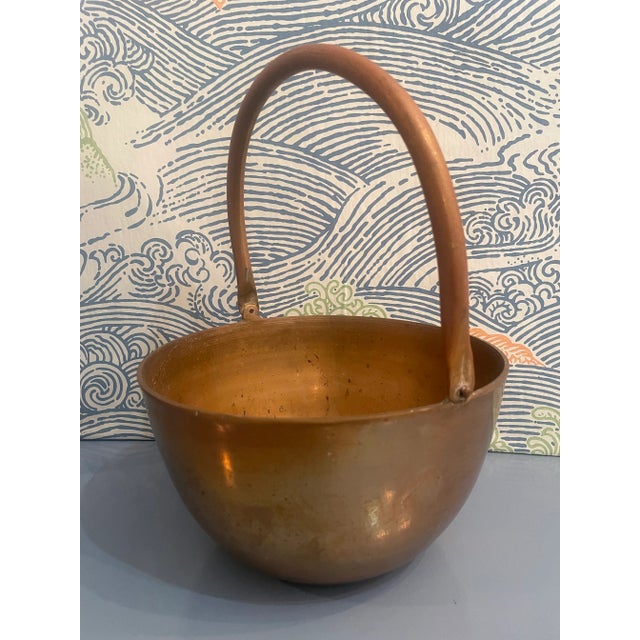 Metal Vintage Solid Brass Preserve/Cooking Pot With Riveted Handle For Sale - Image 7 of 7
