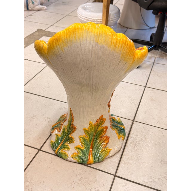 1990s Ceramic Poppy Flower Chair or Garden Seat For Sale - Image 4 of 5