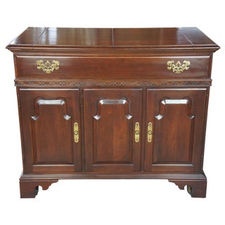 1980s Vintage Ethan Allen Georgian Court Server Solid Cherry Flip Top Buffet For Sale