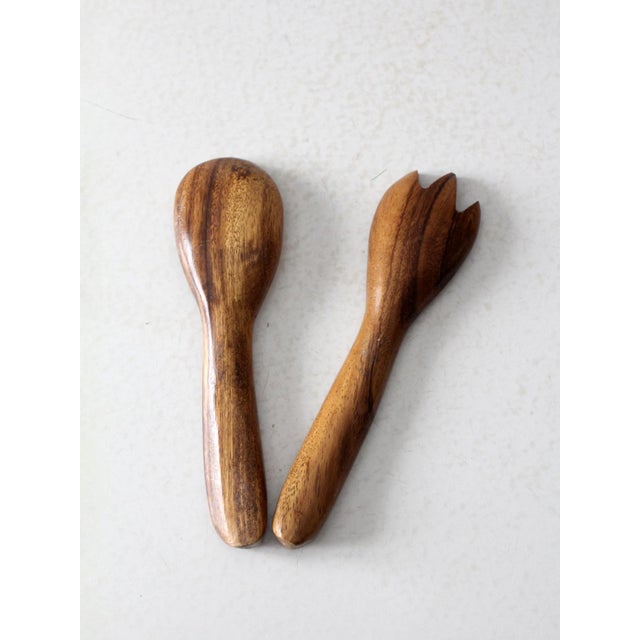 Mid 20th Century Mid Century Wooden Serving Utensils Pair For Sale - Image 5 of 6