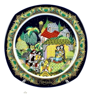 Vintage Christmas Carols Silent Night, Holy Night Porcelain Plate by Bjorn Wiinblad for Rosenthal, Germany, 1983