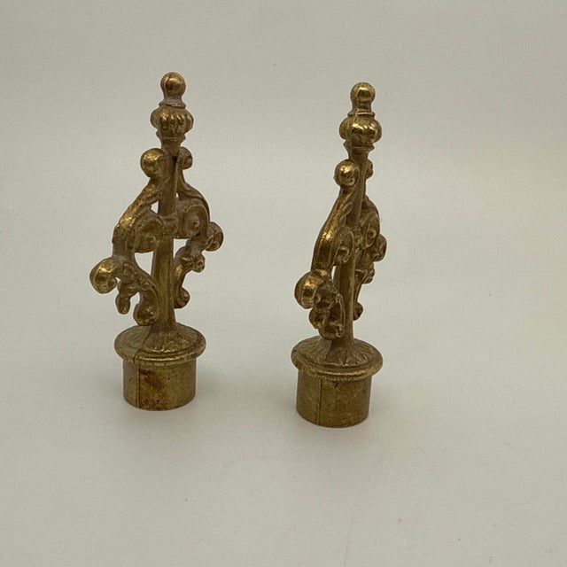 Metal Vintage French Style Candelabra Pair of Finial Parts for Lamps, Curtains, Clocks For Sale - Image 7 of 12